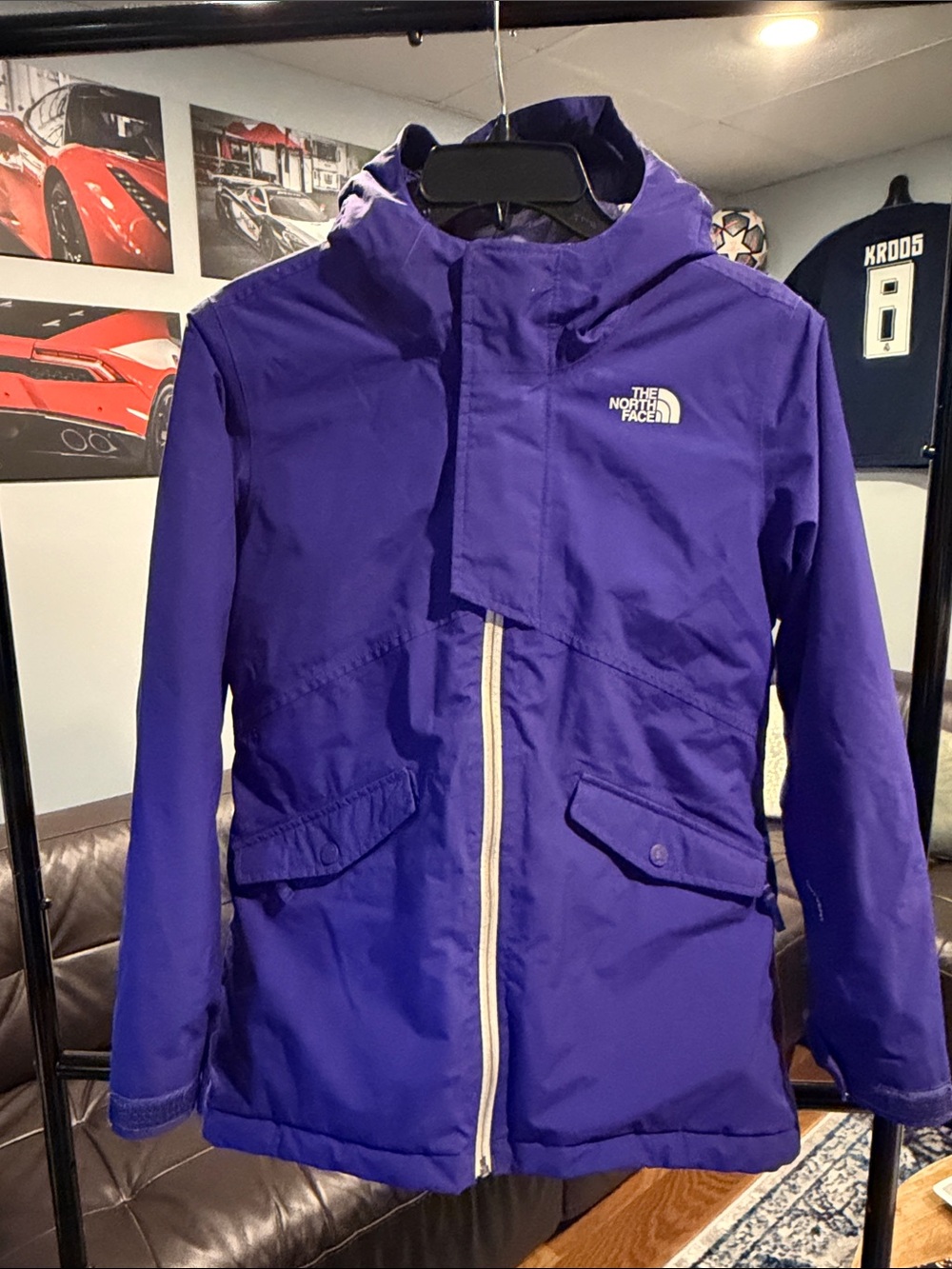 The North Face Purple Hooded Kids Puffer Jacket